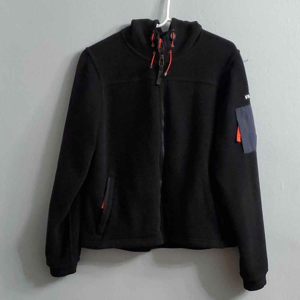 RLX Polo Sport Black Hooded Fleece Women's L